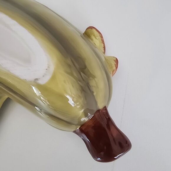 Green Autumn Gourd Maple Leaf Serving Dish Microwave Dishwasher Safe Curved - Picture 7 of 9